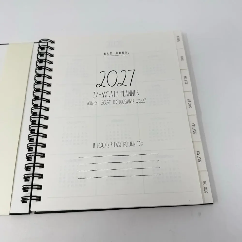 Rae Dunn 2027 17 Month Planner Black Gold Bee Hardcover Spiral Agenda Planner